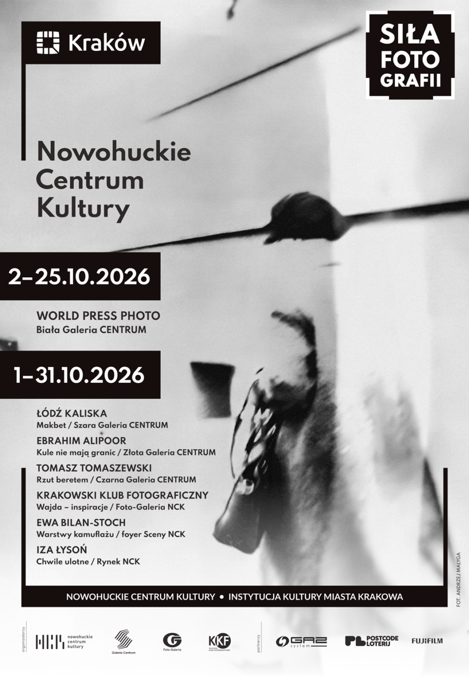 Grafika przeglądu Siła fotografii 2026 w Nowohuckim Centrum Kultury w Krakowie