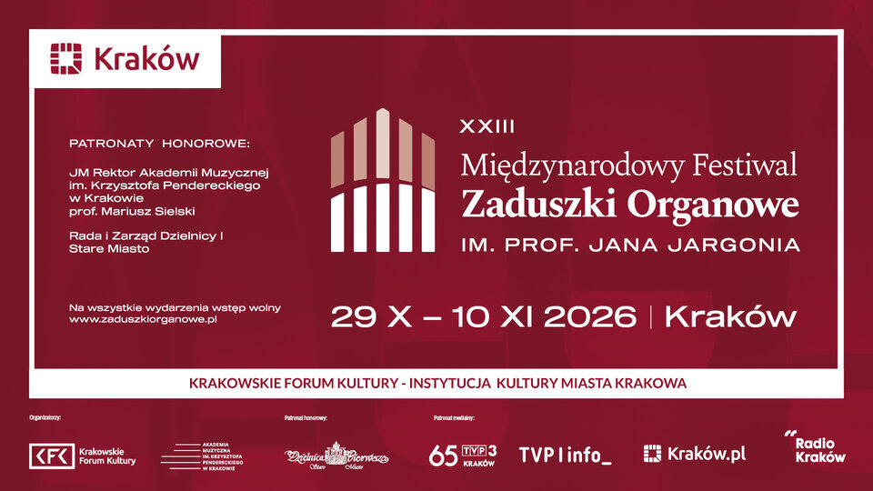 Grafika XXIII Międzynarodowego Festiwalu Zaduszki Organowe im. prof. Jana Jargonia w Krakowie 2026