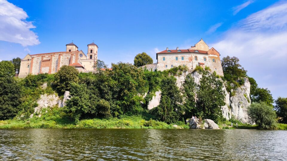 Benedictine abbey in Tyniec on a white limestone cliff above the Vistula river near Kraków
